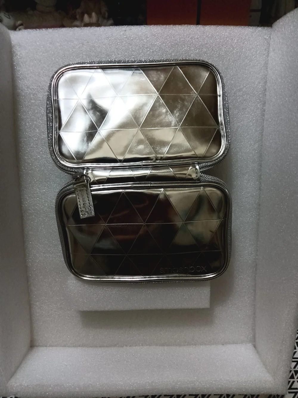 Smashbox Silver Quilted Metallic Makeup Pouch